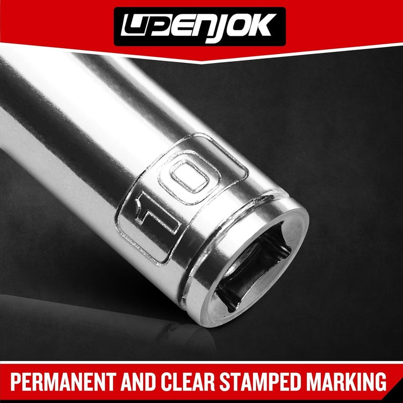 Upenjok 2PCS 3/8" Drive 10mm Socket Set, Deep, Mirror Finish, Cr-V Steel, 6-Point - Image 4